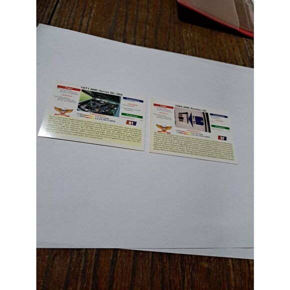 Vintage Lot of 2 1992 Collect A Card Musclecars Trading Cards AMC LOT - Picture 2 of 2